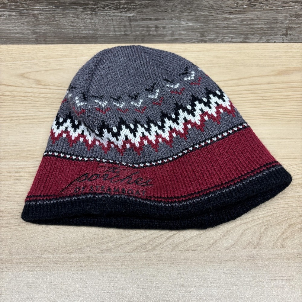 Fersten Worldwide Beanie Mens Medium Gray Fair Isle Knit Fleece Lined Ski Hat